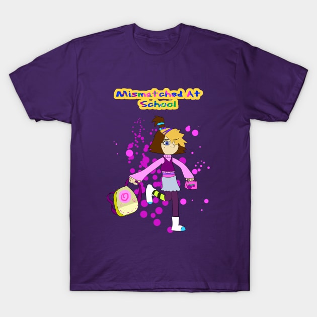 Mismatched At School (Purple Happy-Go-Lucky) T-Shirt by VixenwithStripes